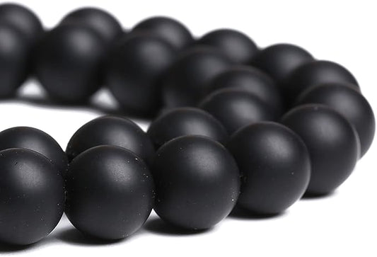 8MM 46PCS Natural Stone Matte Black Agate Loose Beads for Jewelry Making DIY Bracelet Necklace