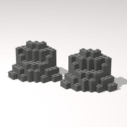 Classic Building Rock Bulk, Rockery Panel 8x8x6 Medium Symmetric 20 Piece, Compatible with Lego Parts and Pieces: (Color:Dark Gray)