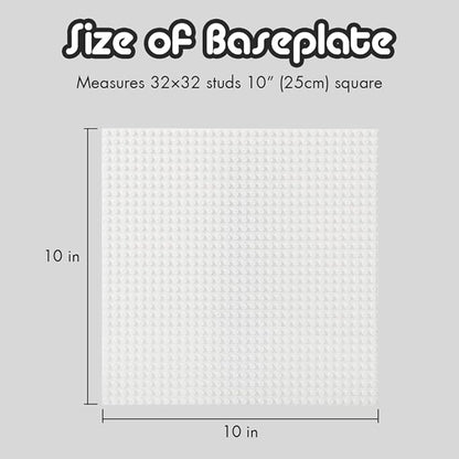 Lekebaby Classic Baseplates Building Base for Building Bricks 100% Compatible with Major Brands-Baseplate 10" x 10", Pack of 6 (White)