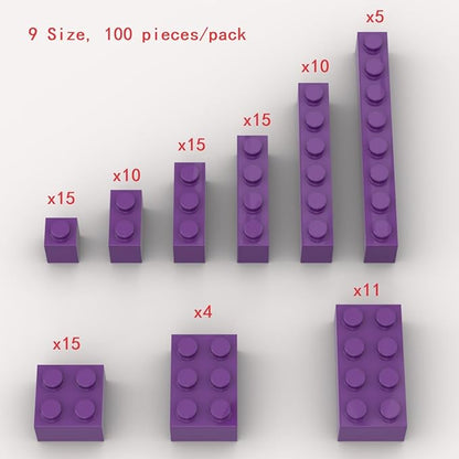 Purple Classic Building Bricks, 100 Pcs, Compatible with LEGO, Age 6+