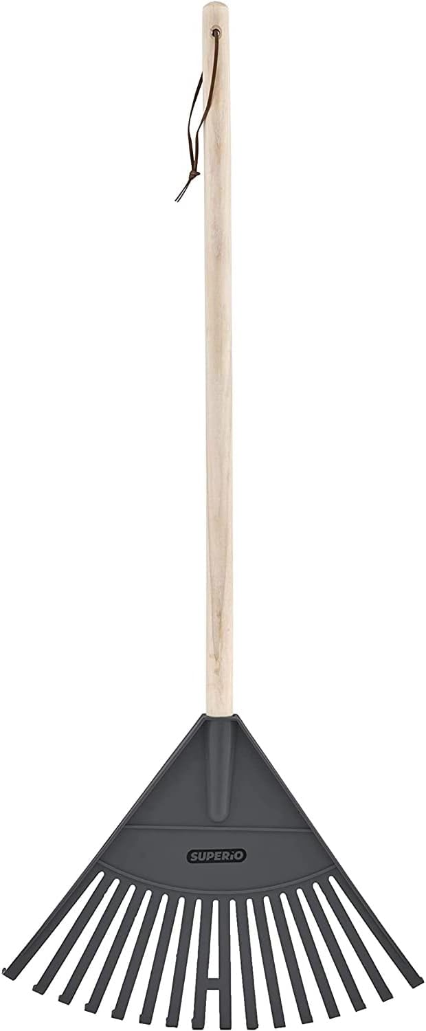 Pack of 3 Kids Rake with Hardwood Handle, Durable Plastic Head to Sweep Leaves in Lawn and Tidying Up The Garden, 34" (Orange)