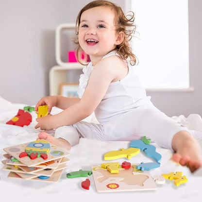 Wooden Puzzle Jigsaw Toy, 8 Pack Puzzle Toys for Toddlers 3-4 Years Old boy and Girl Birthday Gift Educational Kids Toys