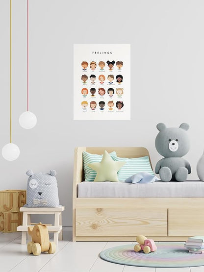 uoyien Feelings Chart And Emotions Poster For kids Mental Health Awareness Canvas Wall Art Special Emotions Faces Calm Corner Prints Classroom Social Worker Office Decor 12x16in Unframed