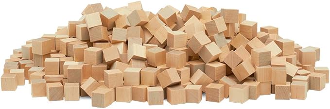 DIY Wooden Cubes 1/4-inch, Pack of 250 Small Blank Wooden Blocks, Unfinished Wood Blocks for Crafts, STEM, Dice, and Building Blocks for Stacking, by Woodpeckers
