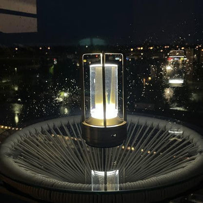 Klarako Crystal Lantern Lamp – Modern Cordless Rechargeable Bedside & Outdoor Light, Portable Wireless Lamp – Dimmable Touch Control – Luxury Living Room & Hotel-Style Lighting (Silver, 1-Pack)