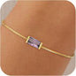 Birthstone Gold Bracelets for Women Girls Non Tarnish - Trendy Dainty 14K Gold Plated Bracelet Friendship CZ Bracelets Anniversary Birthday Gifts for Mom Girlfriend