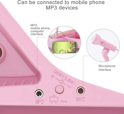 31 Keys Piano Keyboard Toy for Kids, Birthday Gift for 1 2 Year Old Girls，Pink Musical Piano Toy for Toddlers with Microphone and Stool