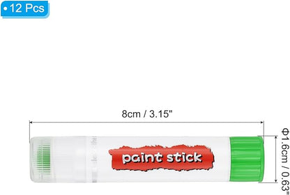 PATIKIL Tempera Paint Sticks, 12 Pcs Solid Tempera Paints Sticks Washable Bulk Markers Pen Quick Drying for Artists Beginners Art Supplies, Yellow-green