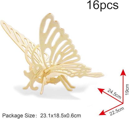 Georgie Porgy 3D Wooden Puzzles for Kids Toys Construction Woodcraft Kits DIY Model Puzzle Kits Birthday Gifts Pack of 6 (Bee Owl Butterfly Unicorn Sea Turtle Dolphin)
