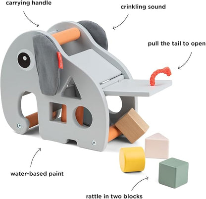 Done by Deer Elphee Sorting Box - Wooden Shape Sorter Toy with Sturdy Handle to take Along - Montessori and Educational Wooden Toy Set - Develop Fine Motor Skills & Learning Shapes in a Fun Way!