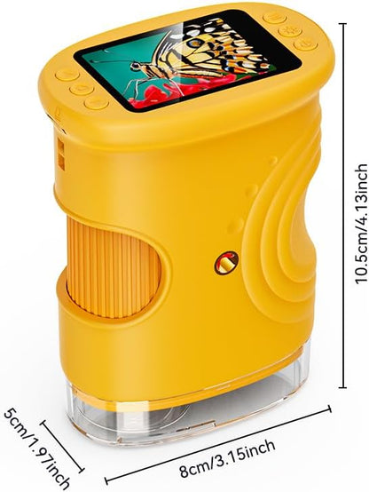 1000X Handheld Digital Microscope for Kids with 2.0" IPS Screen, Portable STEM Science Lab Toy, Rechargeable Pocket Microscope Educational Gift for Boys & Girls Age 4-6 8-12, Orange
