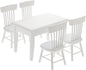 Homoyoyo 5 PCS 1/12 Wooden Dollhouse Furniture of Table Chair, Mini House Miniature Dining Table Chair, Miniature Furniture Set Dollhouse Accessories(White)