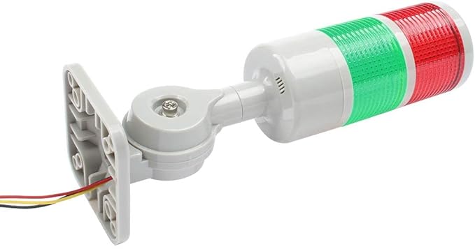 Led Signal Tower Stack Lights, Industrial Signal Warning Column Tower Lamp Andon Lights with Rotatable Base, Steady/Flashing Light Switchable, 110V 220V AC(2-Layer, with Buzzer)