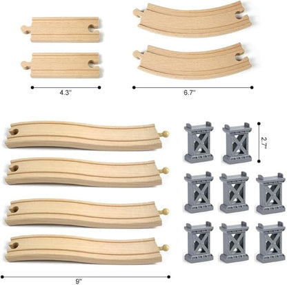 Wooden Train Bridges, Viaduct Bridge, Wooden Train Track Accessories, Wood Train Tracks, Train Tracks Compatible with All Major Brands, Wood Toys for Girls & Boys