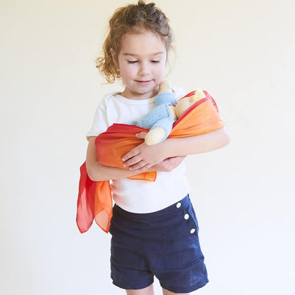 Sarah's Silks Enchanted Playsilk, 100% Silk Scarves for Kids and Toddlers, Sensory Toys | Bright Square Scarves, Montessori Waldorf Toys for Imaginative and Pretend Play - Fire