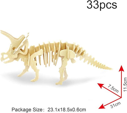 Georgie Porgy 3D Wooden Puzzles for Kids Toys Construction Woodcraft Kits DIY Model Puzzle Kits Birthday Gifts Pack of 3 (Parasaurolophus Apatosaurus Triceratops)