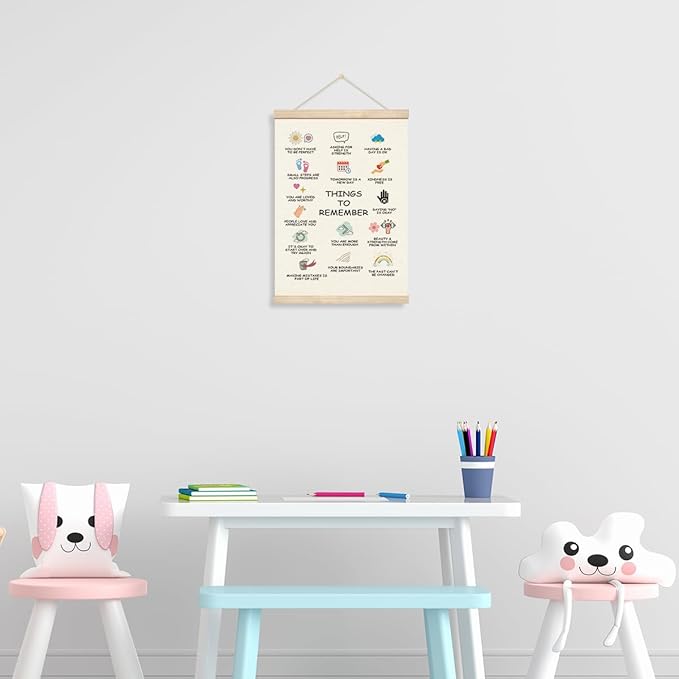 Geondos Therapy Canvas Art - Things to Remember, Positive Affirmation Therapy Office Wood Hanger Frame Poster, Mental Health Canvas Painting Wall Hanging Picture for School Home Decor