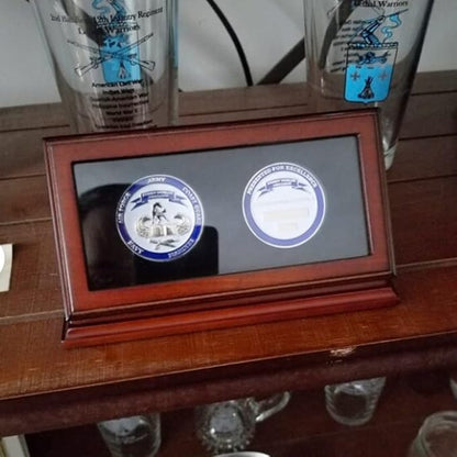 Challenge Coin Display Case 1.5-1.75 Inch 38-44.5 mm Coin Holder 1 Slot (Walnut, 2 Slots)