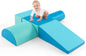 HONEY JOY 5-Piece Climb and Crawl Playset, Soft Climbing Foam Block Activity Play Structure Gym Equipment for Infant Baby, Color Coordination, Waterproof Indoor Climbing Toys for Toddlers (Blue)