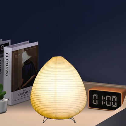 Bedside Table Lamp Paper and Chrome Standing Lamp Room Decoration Festival Lantern Light Nightstand Desk Lamp Bedroom Dresser Living Kids Room College Dorm Coffee (White, 12.6"x11.02"x11.02")