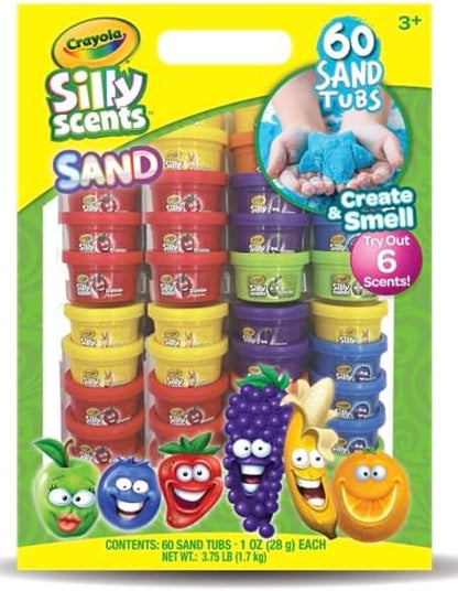 Crayola Silly Scents Play Sand – 60 Mini 1oz Tubs of Moldable Sensory Sand in 6 Bright Colors | Halloween Party Favors, Trick or Treat Goodie Bags, Classroom Prizes, Sensory Toys, Christmas Gifts