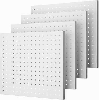 Peg Board,4 Pack Metal Peg Board Panels,White PegBoard Wall Organizer,16"x12" Small Tool Pegboard for Walls,Tools,Garage,Office,Kitchen