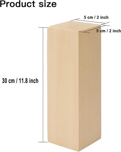 2 Pack Unfinished Basswood Carving Blocks Kit, 12 x 2 x 2 Inch Unfinished Bass Wood Whittling Carving Block Set for Kids Adults Carving Beginner