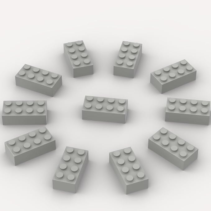 500 Piece Gray 2x4 Bricks Bulk, Classic Grey Building Block Flat, Compatible with Lego Parts and Pieces, MOC Building Bricks DIY Play Set for Kids Age 6+