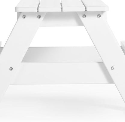 Costaelm Kids Picnic Table, HDPE All Weather Outdoor Toddler Picnic Table and Chair Set Kids Bench for Patio, Backyard, Garden, Lawn, White
