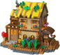 Garden Mini Wood Cabin Micro Building Set with LED Light Wooden Forest House Block Toy with Tree Log Stem Houses Construction Model for Adults Teens Birthday Gift