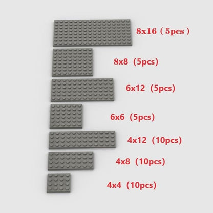 50pcs Dark Gray Bulk Plates, Compatible with Lego, Building Bricks, 6+ Years
