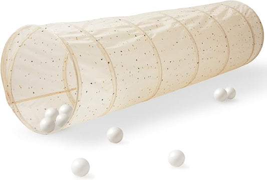 3 Sprouts Kids Play Tunnel - Pop Up Collapsible Tunnels with Recycled Fabric - Fun Crawling Tunnel for Toddler, Baby, Children to Crawl Through, Gross Motor Toy for Indoor Play - Terrazzo Beige