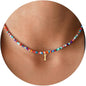 Yoosteel Colorful Beaded Initial Necklaces for Girls Gifts - Cute Initial Necklaces for Girls Kids Jewelry A-Z Letter Choker Necklace for Women Birthday Gifts for Teens Daughter Niece Granddaughter