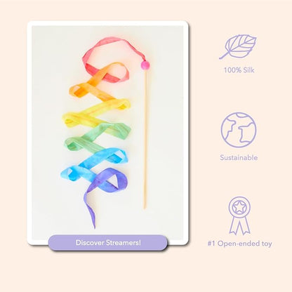 Sarah's Silks Pink Rainbow Streamer | Ribbon Dancer Toy
