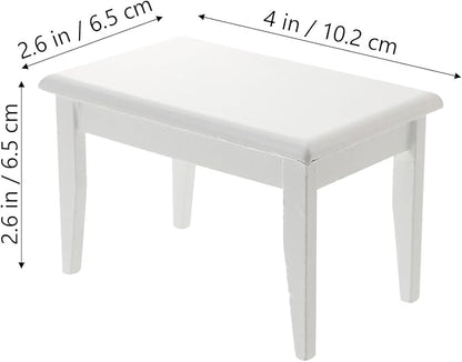 Homoyoyo 5 PCS 1/12 Wooden Dollhouse Furniture of Table Chair, Mini House Miniature Dining Table Chair, Miniature Furniture Set Dollhouse Accessories(White)