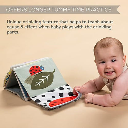 Taf Toys Tummy Time Sensory Book with Crinkle Pages & Soft Textures, High Contrast Patterns, Baby-Safe Mirror for Newborns and Infants, Tummy Time Toys for Babies 0-6 6-12 Months, Boys Girls Baby Gift
