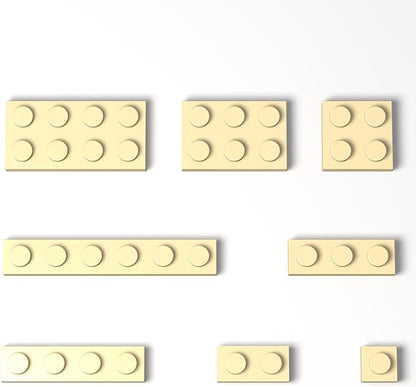 100 Pieces Classic Building Plate Assortment Pack, 8 Sizes Small Baseplates Multipacks, Compatible with Lego Parts and Pieces, Small Plate for Building(Color:Tan)