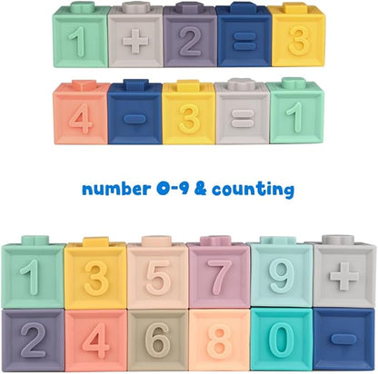 Litand Soft Stacking Blocks for Baby - Sensory Montessori Toys Toddler Activities - Gifts for Boy Girl 6 9 12 18 Months 1 2 3 Year Old Birthday - Infant Bath Toys