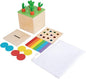 Adena Montessori 3 in 1 Wooden Montessori Play Kit Baby Toys,Includes Matchstick Color Drop Game,Carrot Harvest Game and Coin Box,Learning Toy for Kid 1,2,3 Year Old,Girl Boy Gift for Baby 6-12 Month