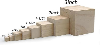 Wood Blocks for Crafts, Unfinished Wood Cubes, 3cm Natural Wooden Blocks, Pack of 30 Wood Square Blocks, Wooden Cubes for Arts and Crafts and DIY Projects