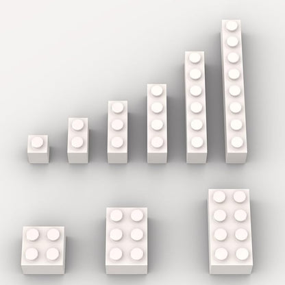100 Piece White Bulk Assortment, 9 Size White Classic Building Blocks, Compatible with Lego, A0001