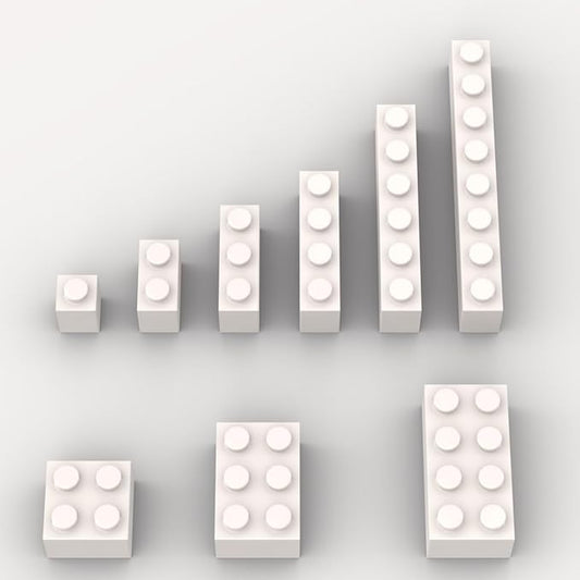 100 Piece White Bulk Assortment, 9 Size White Classic Building Blocks, Compatible with Lego, A0001