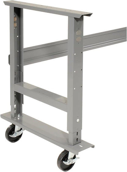 Global Industrial Mobile Adjustable Height Workbench, Maple Butcher Block Square Edge, 96" W x 36" D, Gray
