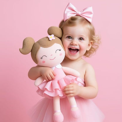 Gloveleya Princess Tutu Doll – First Baby Doll Gift for Girls, Soft Plush Doll in Pink Dress with Gift Bag, Perfect Birthday & Holiday Present, 14-Inch Keepsake Toy