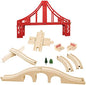 Wooden Train Bridges, Crossing Track Bridge, Wooden Train Track Accessories, Wood Train Tracks, Train Tracks Compatible with All Major Brands, Wood Toys for Girls & Boys