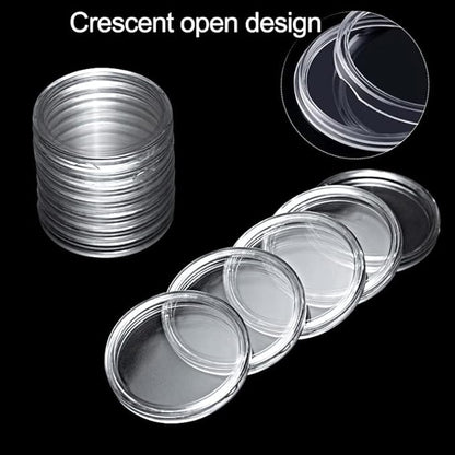 40.6mm Silver Dollar Coin Holder,Silver Eagles Coin Capsules, Morgan Silver Dollar Coin Holders with Adjustable Gasket Coin Collection Supplies (100)