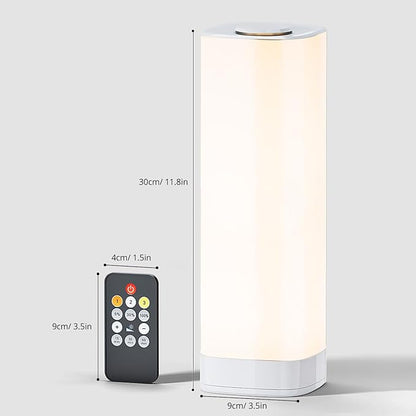 Semlos Led Table Lamp for Bedroom, Reading Night Light with 3 Color and 10 Dimmable Brightness, Bedside Lamp Touch with Remote Control, Desk Lamp for Nightstand, Beds and Office