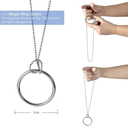 Neliky Magic Tricks Kit Including 6 Classic Tricks - Bite Coin, Color Change Silk, Disappearing Silk Fake Thumb,Magic Ring Chains,Magic Light Up Finger Thumb, Autorotation Rotating Nut