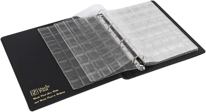 Uncle Paul Coin Storage Leather Binder with Slipcase Set - Assorted 4 Sizes Pocket Pages, 12 Pages Coin Collection Book for Global Travel, All in One 4-Ring Coin Album for Journal 9.6"x 11.8" BC01