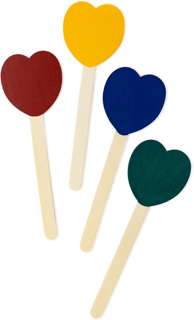 Hygloss Natural Wood Popsicle Sticks - Craft Stick - Great for Arts and Crafts - Valentine’s Day Class Activity - Heart Shape - 6.25 Inches High - 6 Pcs
